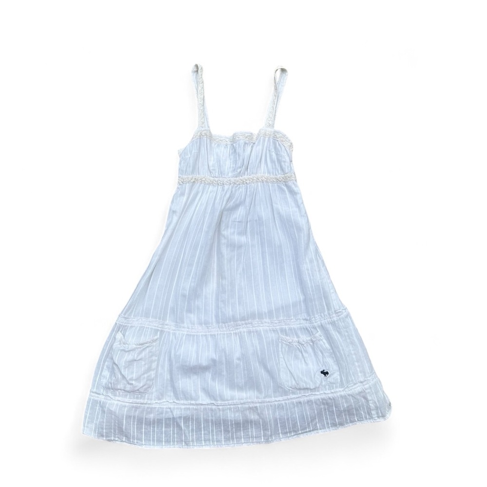 Abercrombie girls white cream linen summer sun dress Large